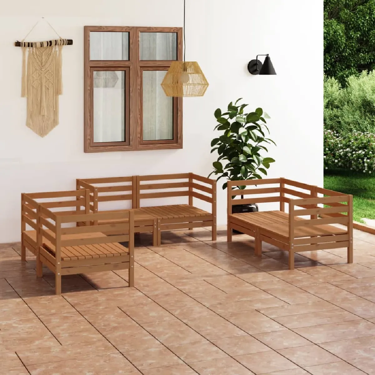 vidaXL Salon de jardin 6 pcs miel - vue 2