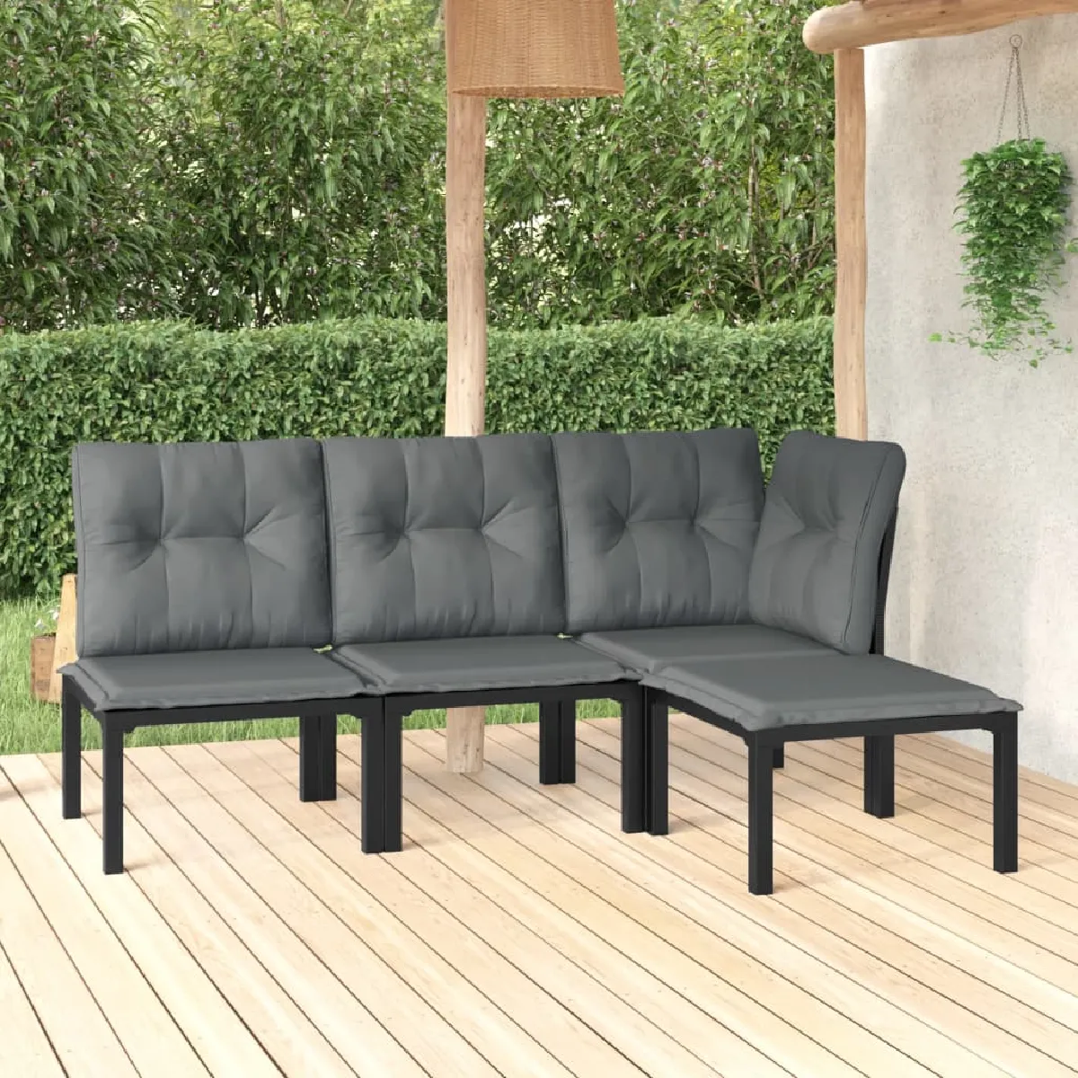 vidaXL Salon de Jardin 4 pcs Ensemble de Meubles de Terrasse Mobilier d'Extérieur Chaise de Patio Moderne et 3187743