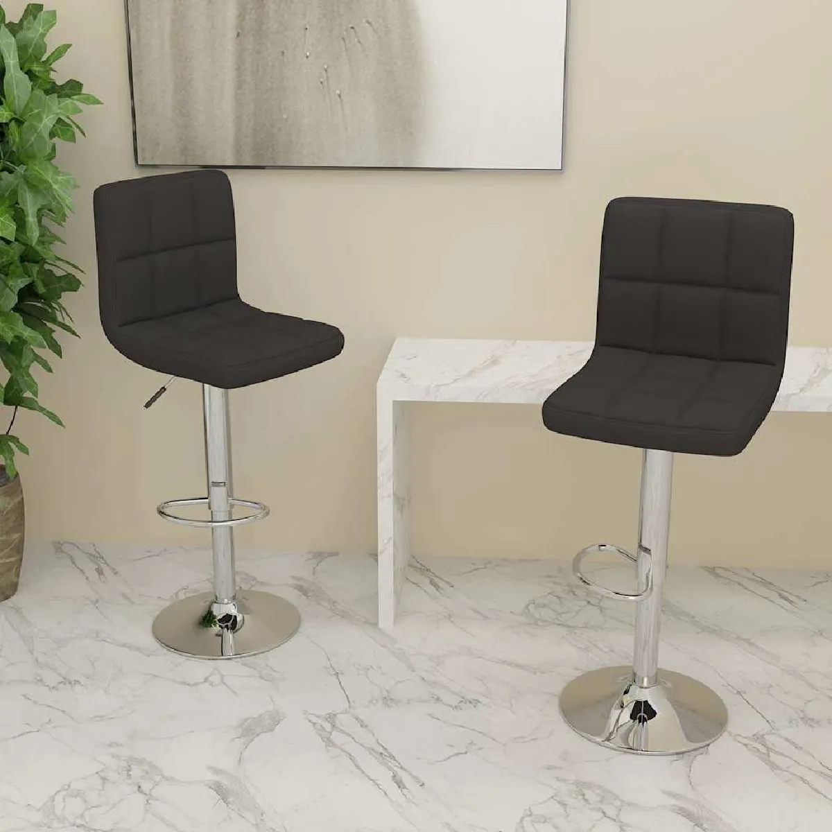 Non Communiqué Noir Vidaxl Tabourets De Bar Lot De 2 Tissu334245 - Image 2