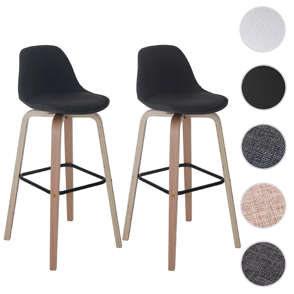 Mendler Tabourets de bar tissu - Gris Mendler Tabourets de bar tissu - Gris