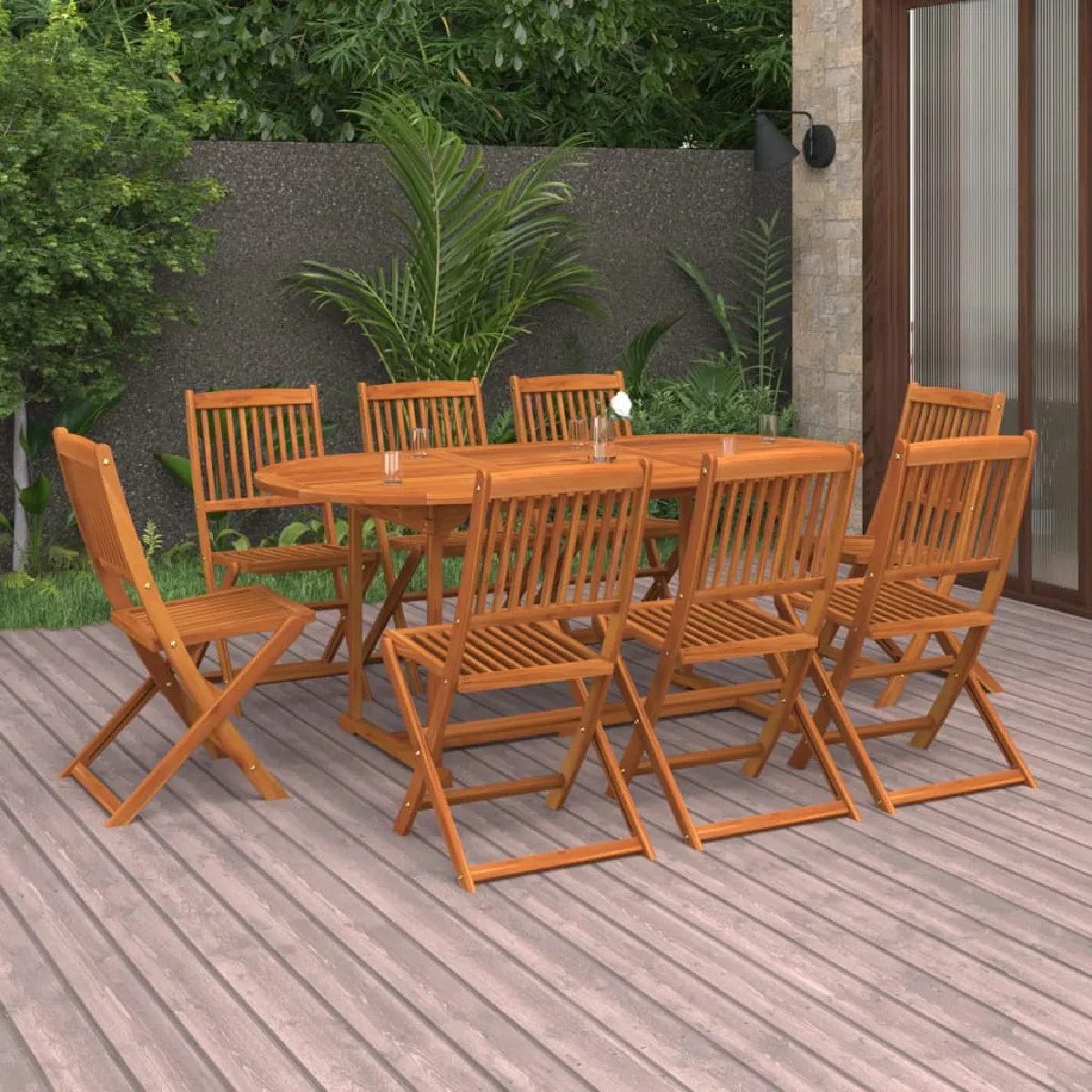 vidaXL Ensemble à manger de jardin 9 pcs Bois d'acacia