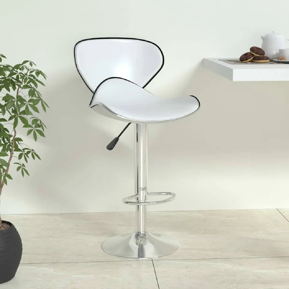 Non Communiqué Blanc Tabouret De Bar Similicuir - Image 2