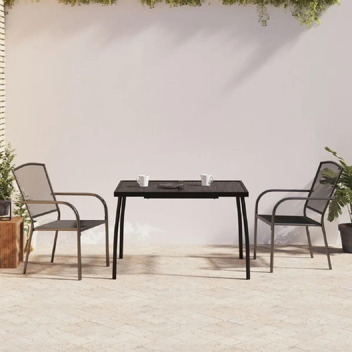 vidaXL Ensemble à manger de jardin 3 pcs acier