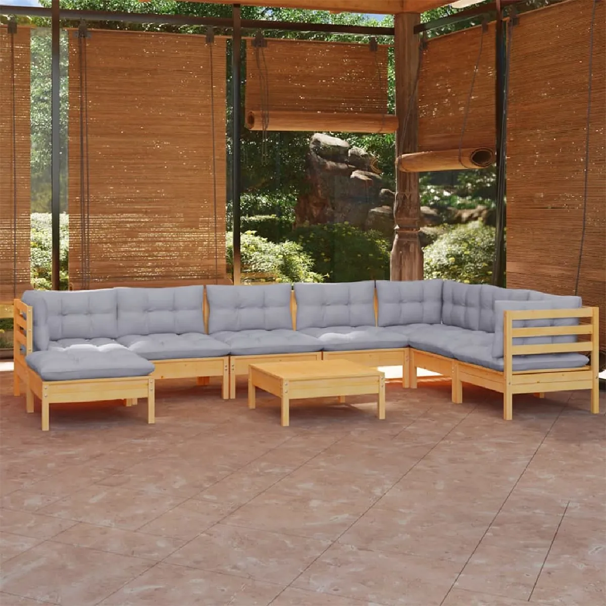 VidaXL Ensemble Salon de Jardin 9 Pièces avec Coussins Aluminium - vue 3