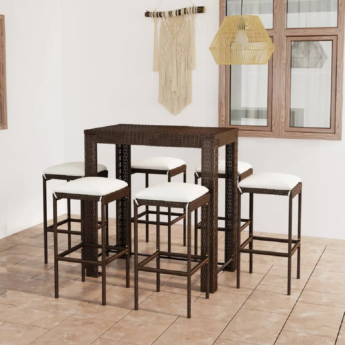 vidaXL - Ensemble de Bar de Jardin - 7 Pièces - Marron - Image 3