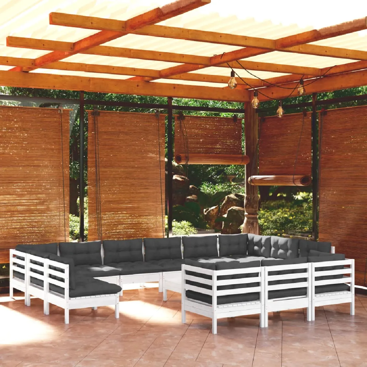 vidaXL Salon de jardin 14 pcs avec coussins Bois de pin - vue 1