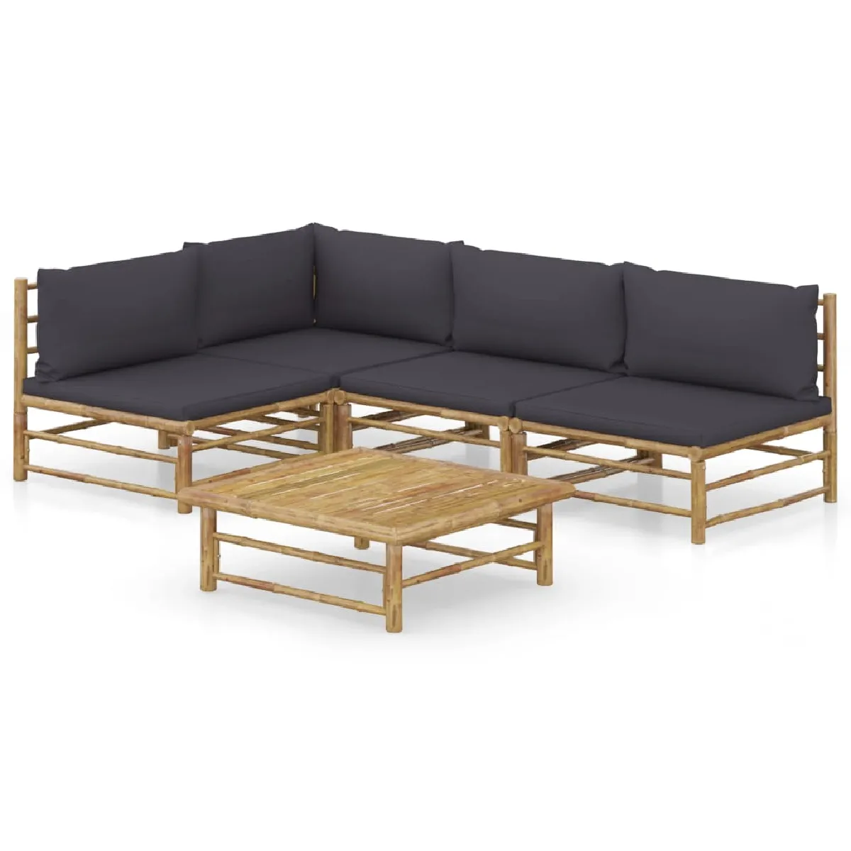 vidaXL Salon de jardin 5 pcs - Bambou