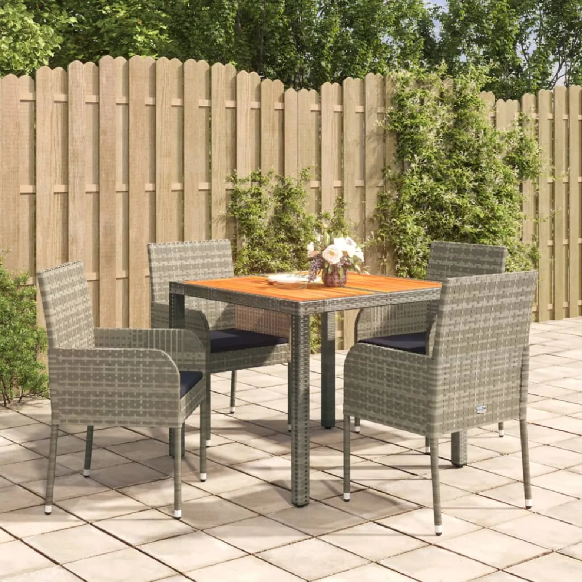 Ensemble à manger de jardin vidaXL 5 pcs résine tressée - vue 4