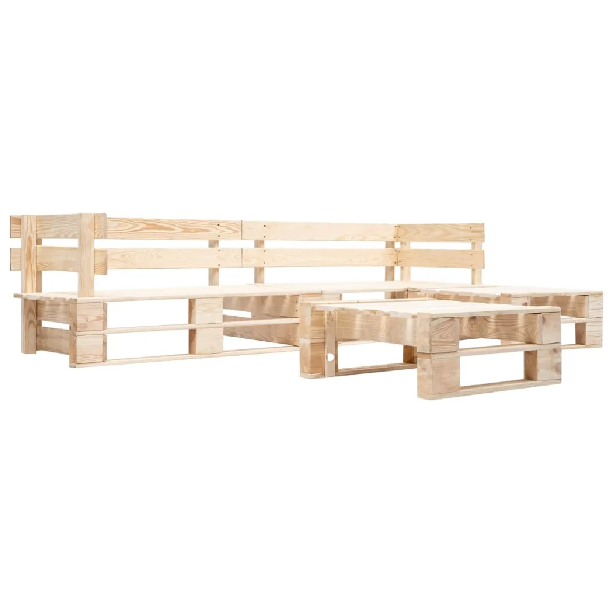 vidaXL Canapés de jardin palette 4 pcs Naturel - vue 1