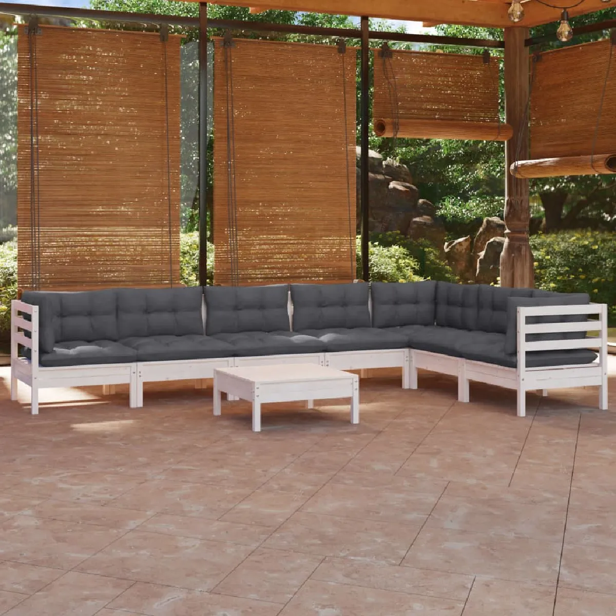 Vidaxl Blanc Salon De Jardin 8 Pcs