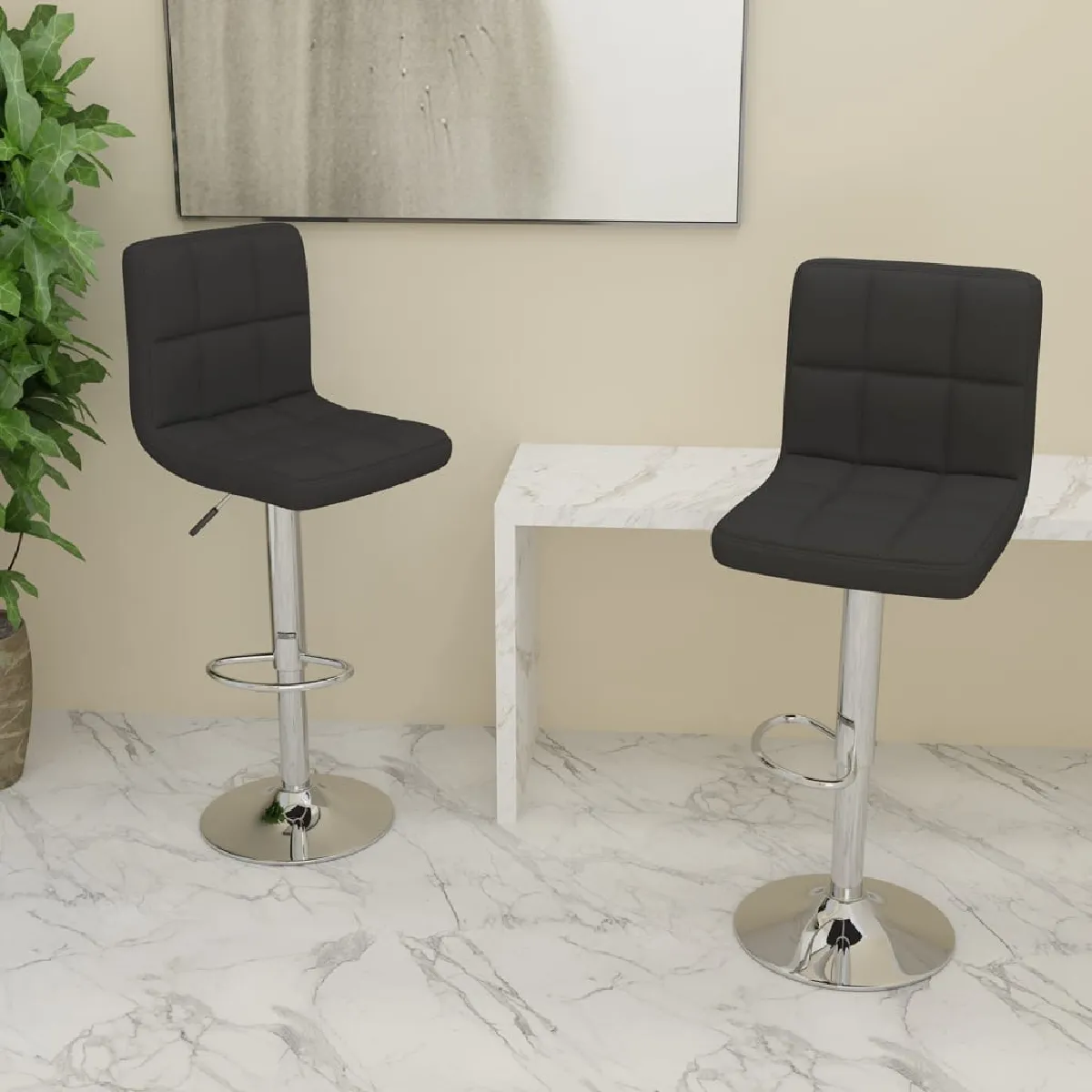 Vidaxl Noir Tabourets De Bar - 2 Pcs