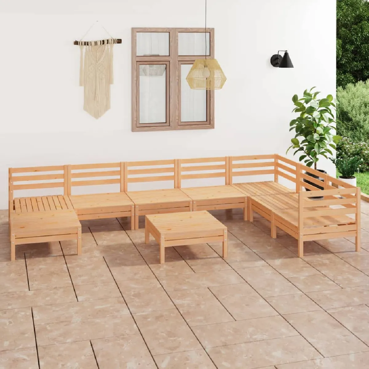 VidaXL Salon de jardin 9 pcs - Bois de pin