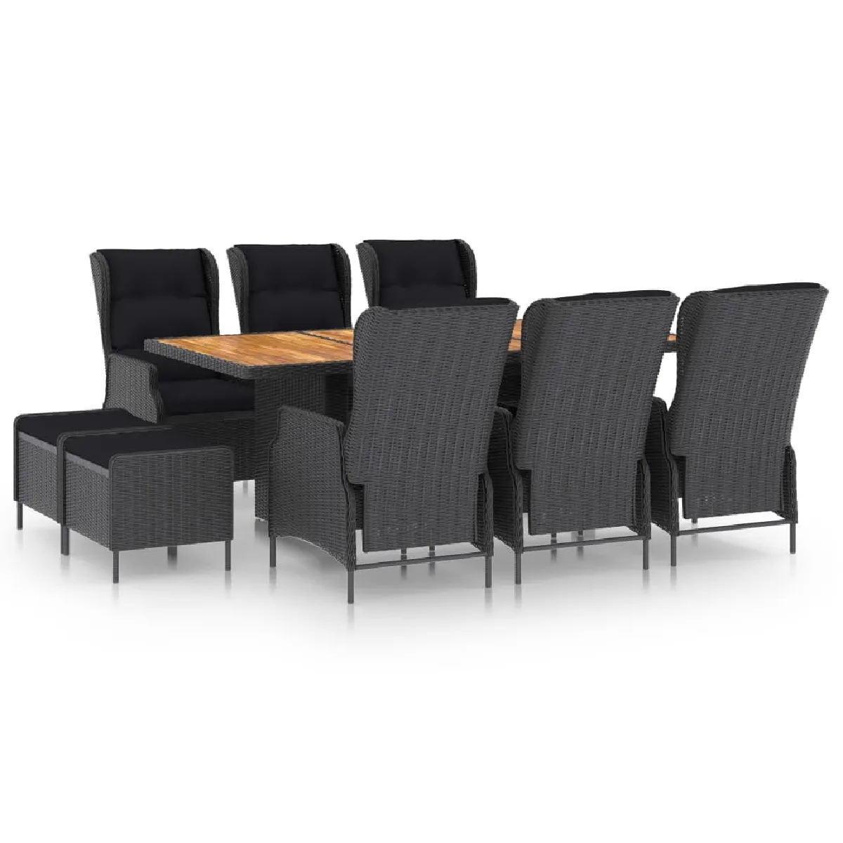 vidaXL Mobilier à dîner 9 pcs Résine tressée - vue 4