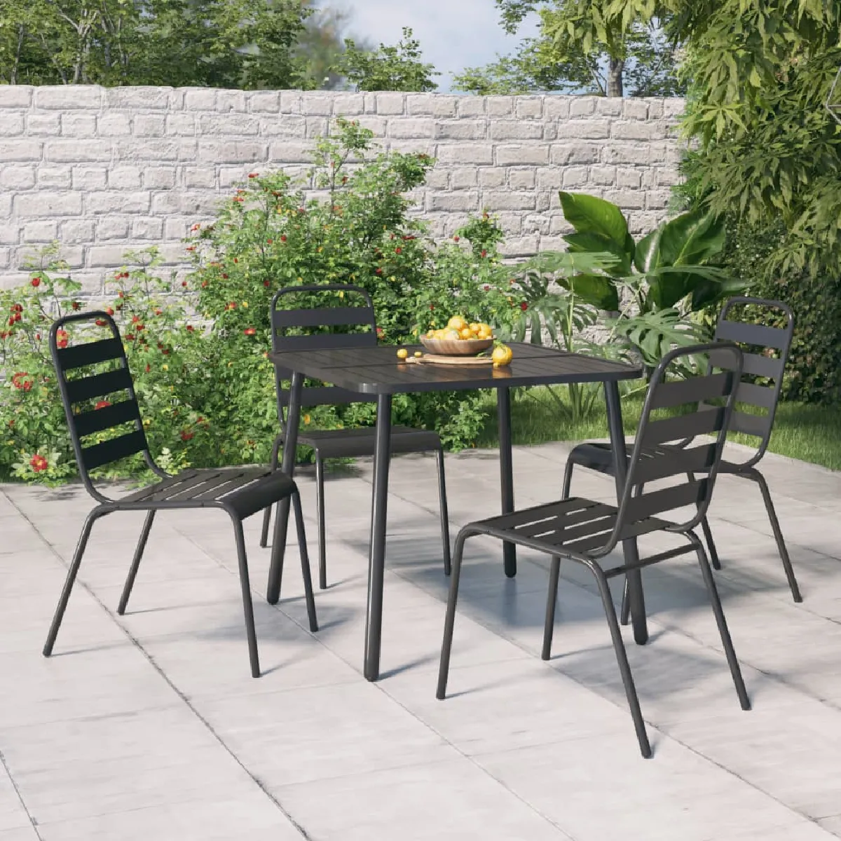 vidaXL Ensemble à manger de jardin 5 pcs acier - vue 2