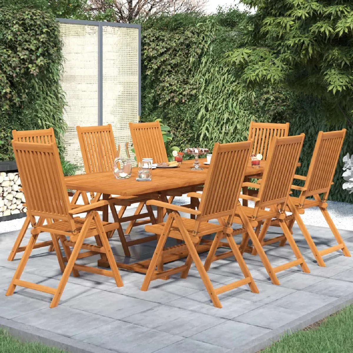 vidaXL Ensemble à manger de jardin 9 pcs Bois d'acacia - vue 1