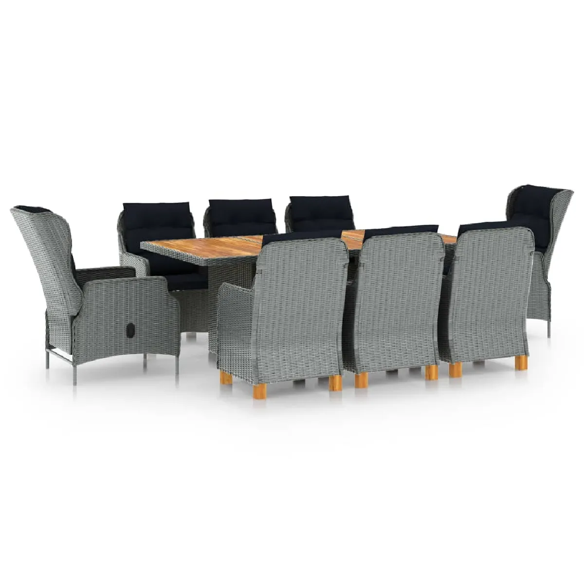 vidaXL Mobilier à dîner 9 pcs Résine tressée
