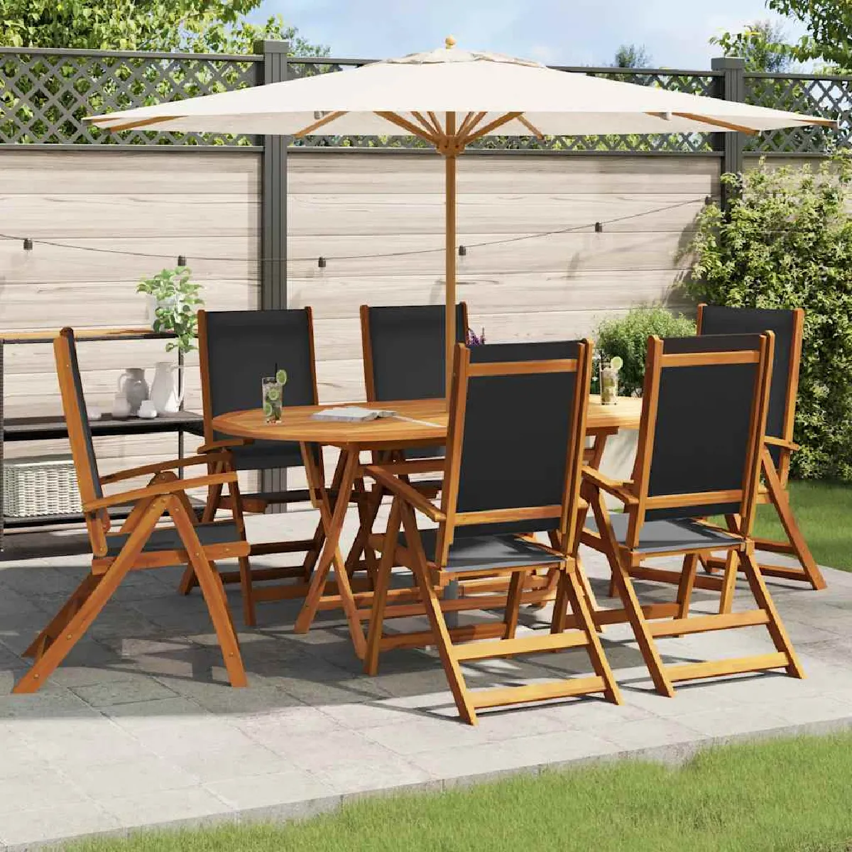 vidaXL Ensemble à manger d'extérieur 7 pcs - vue 3