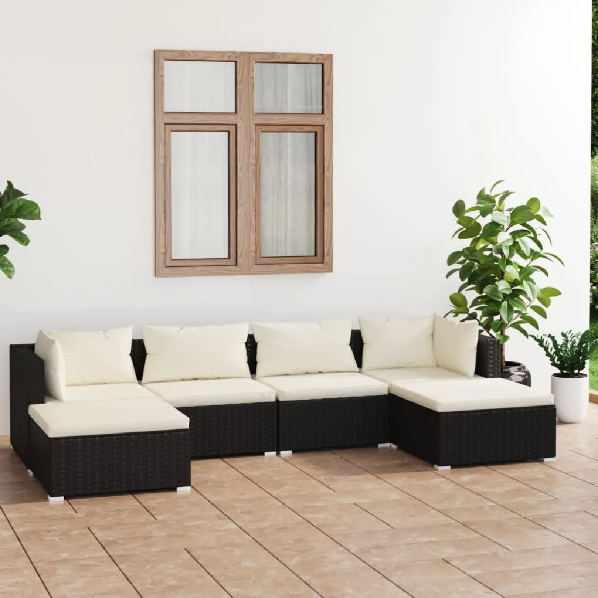 VidaXL Salon de jardin 6 pcs Coussins Résine tressée - vue 10