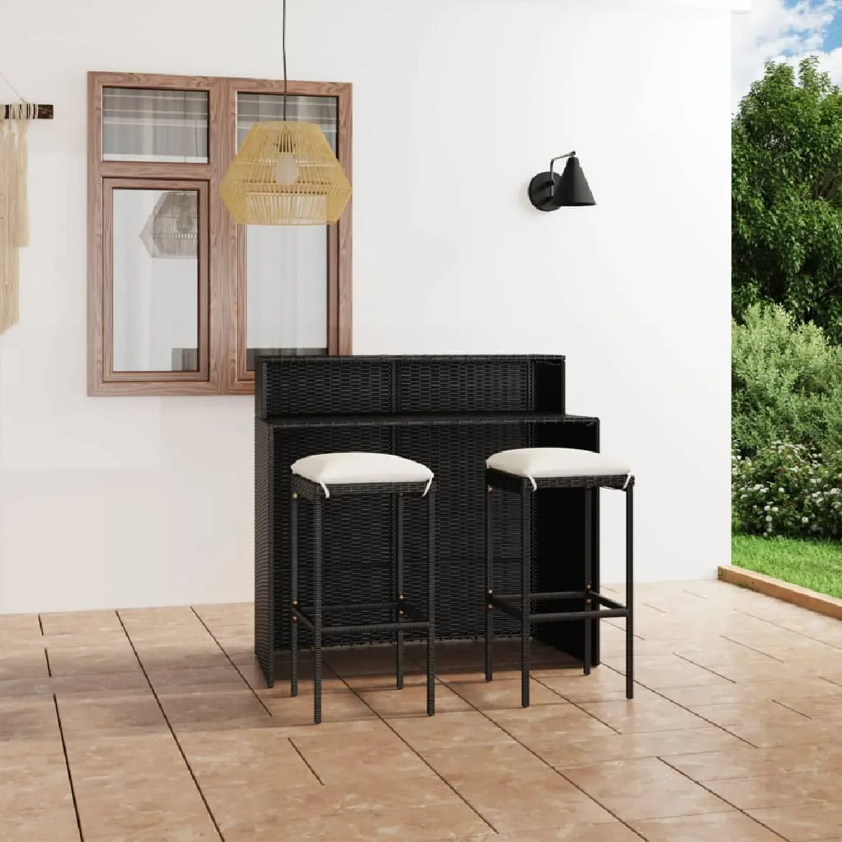 vidaXL Ensemble de bar de jardin résine tressée 3 pcs - vue 2