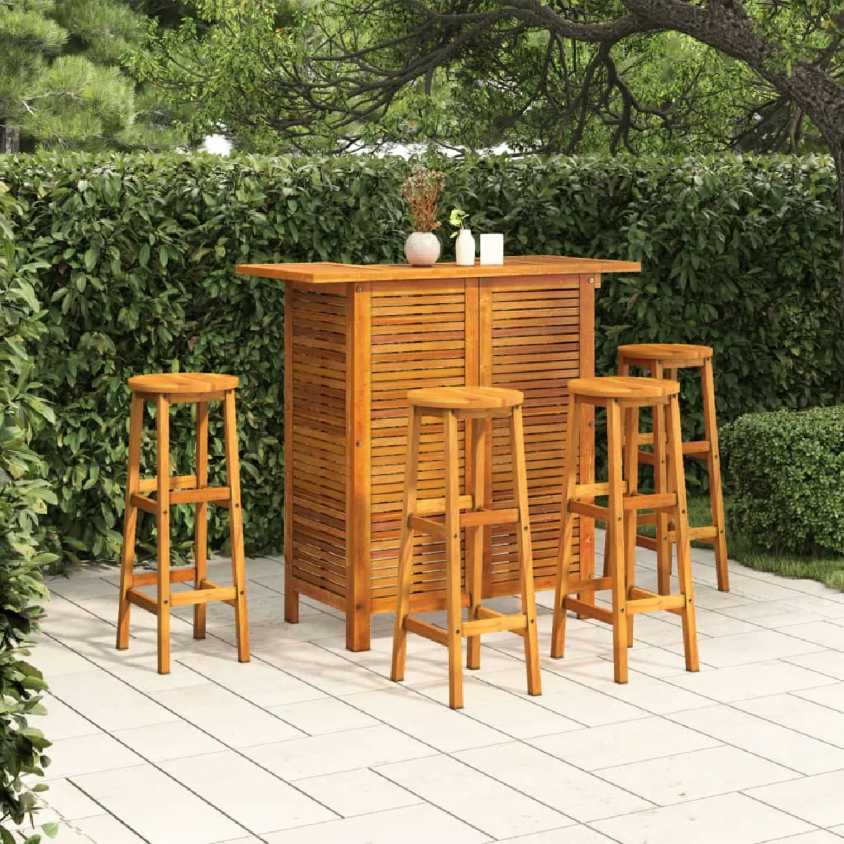 vidaXL Ensemble de bar de jardin 5 pcs Bois d'acacia solide