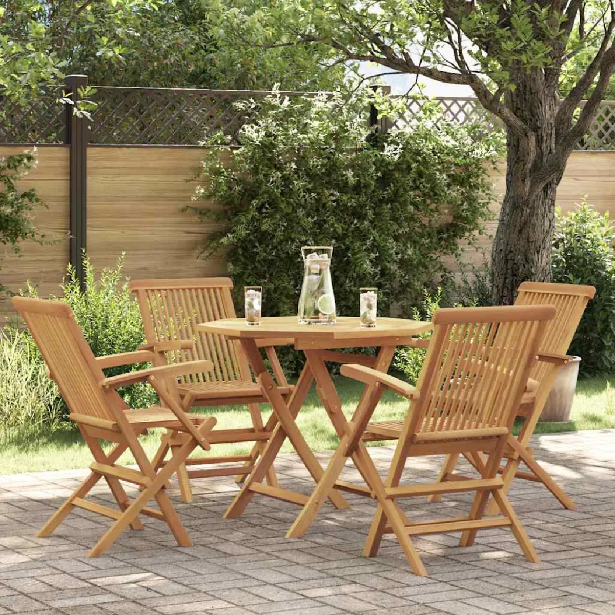 vidaXL Ensemble à manger de jardin 5 pcs Bois de teck