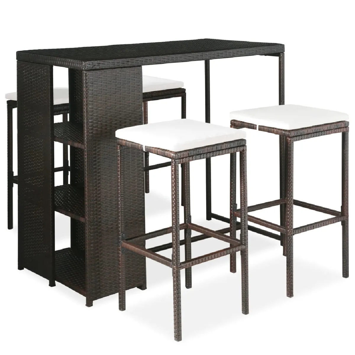 vidaXL Ensemble de bar de jardin 5 pcs Marron Résine tressée
