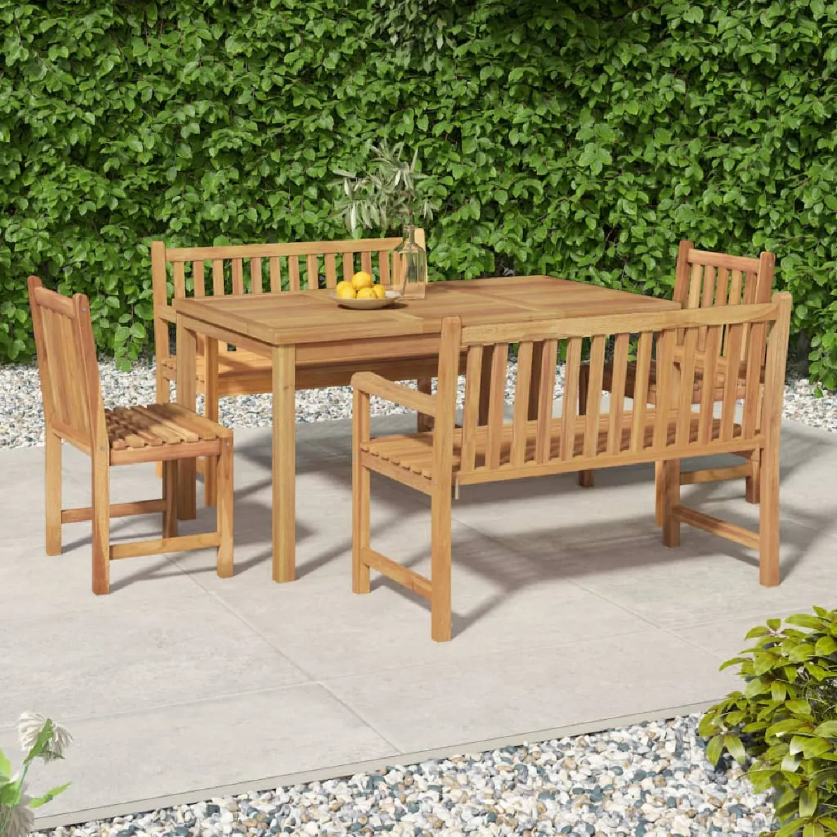 VIDAXL Ensemble à manger de jardin 5 pcs Bois de teck - vue 10