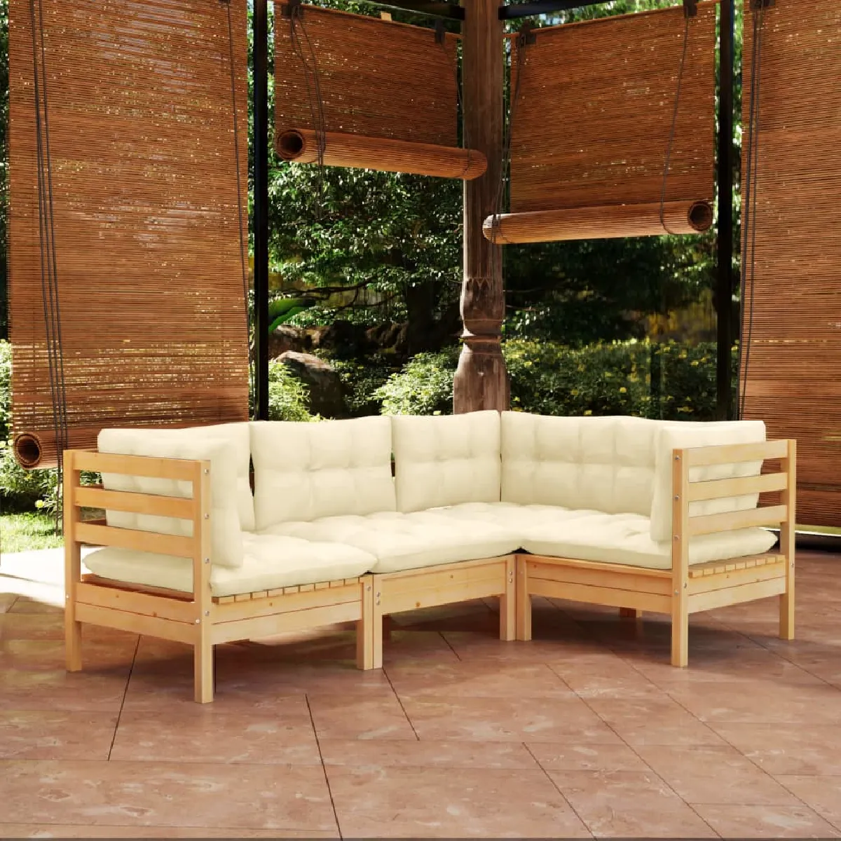vidaXL Bois de Pin Massif Salon de Jardin 8 pcs avec Coussins Mobilier de Patio Meubles d'Extérieur Mobilier de Jardin 3096701