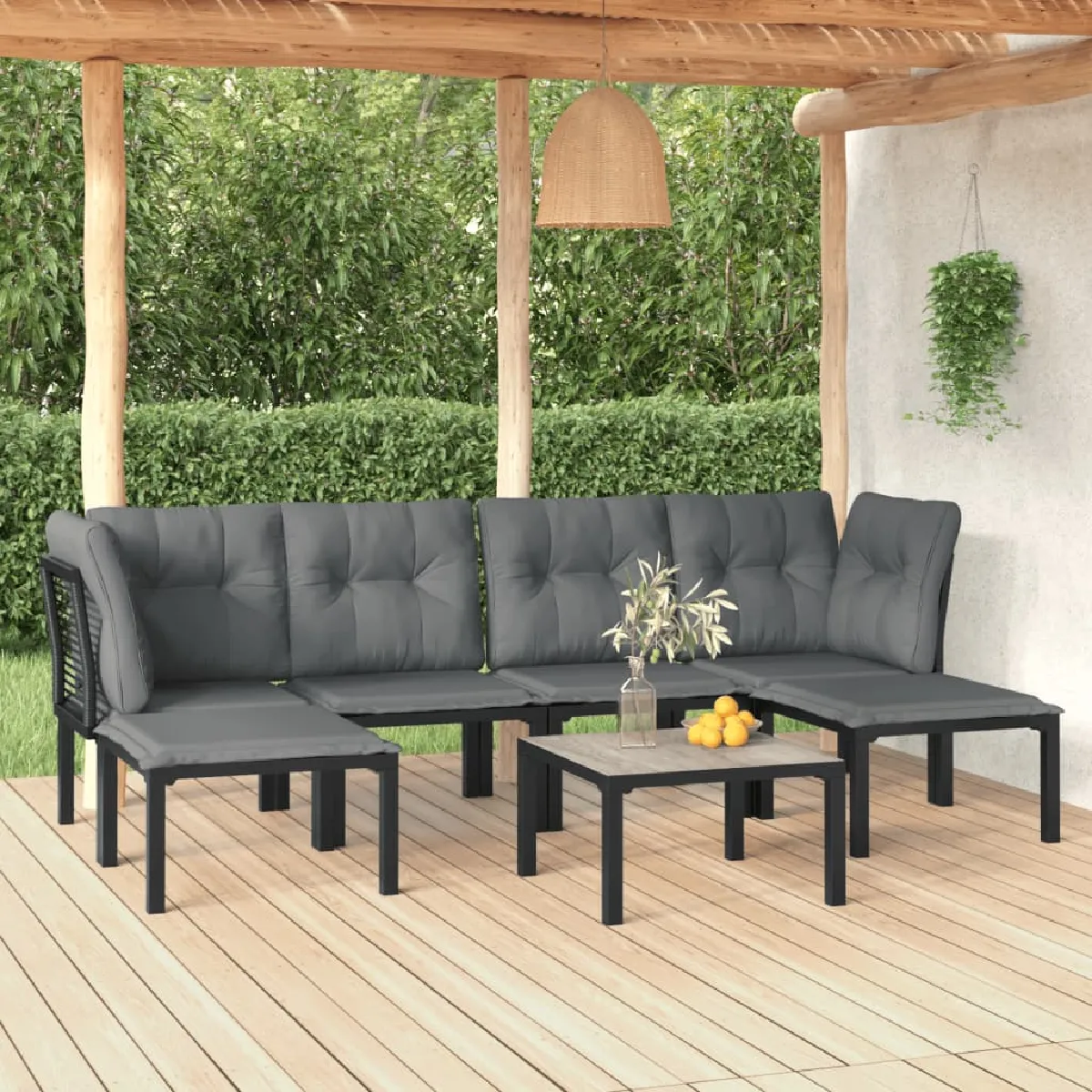 VidaXL Salon de jardin 7 pcs Résine tressée et - vue 2
