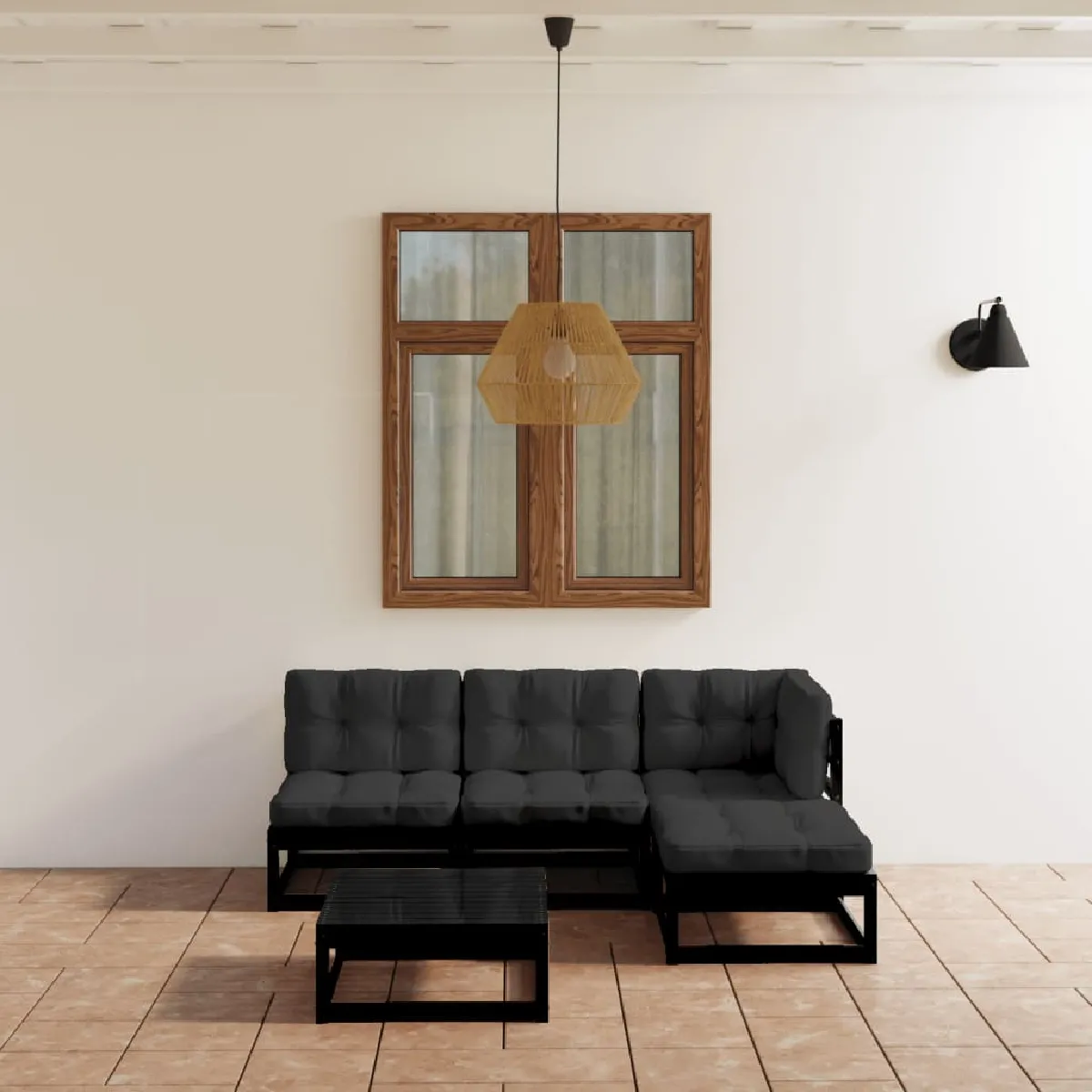 vidaXL Salon de jardin 5 pcs bois de pin massif - vue 8