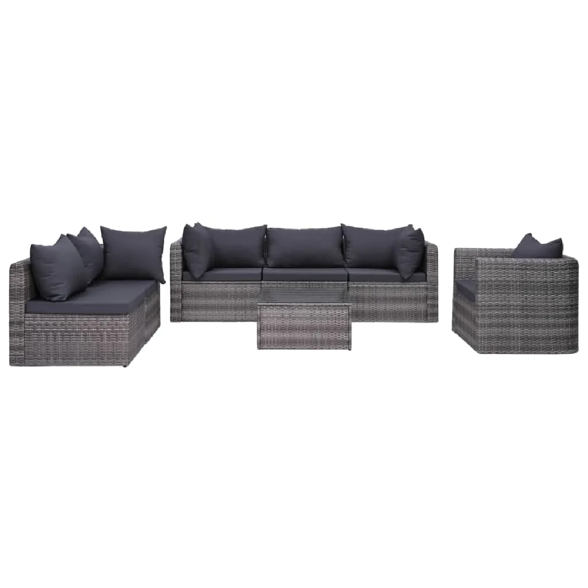vidaXL Salon de jardin 7 pcs Résine tressée