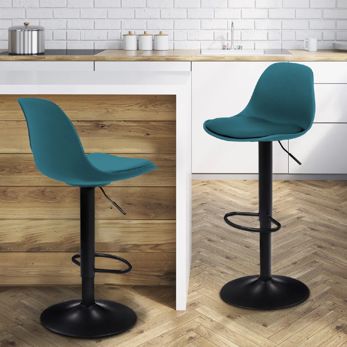 market Tabourets de bar Karl - Bleu canard