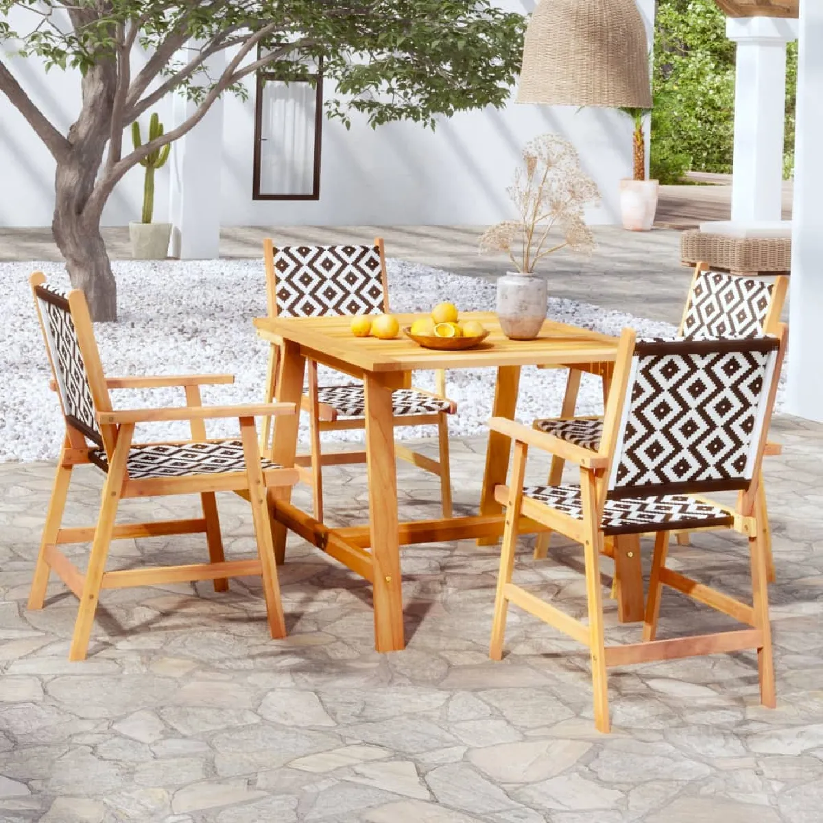 vidaXL Ensemble à manger 5 pcs Bois d'Acacia - vue 3