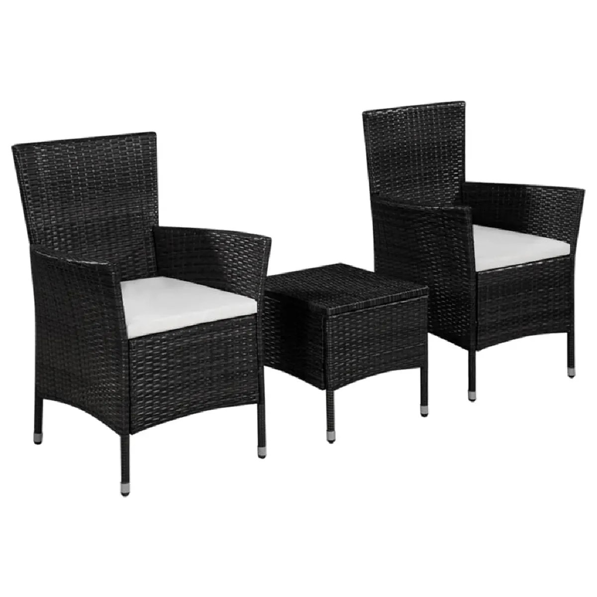 vidaXL Ensemble de bistro 3 pcs - Résine tressée Noir