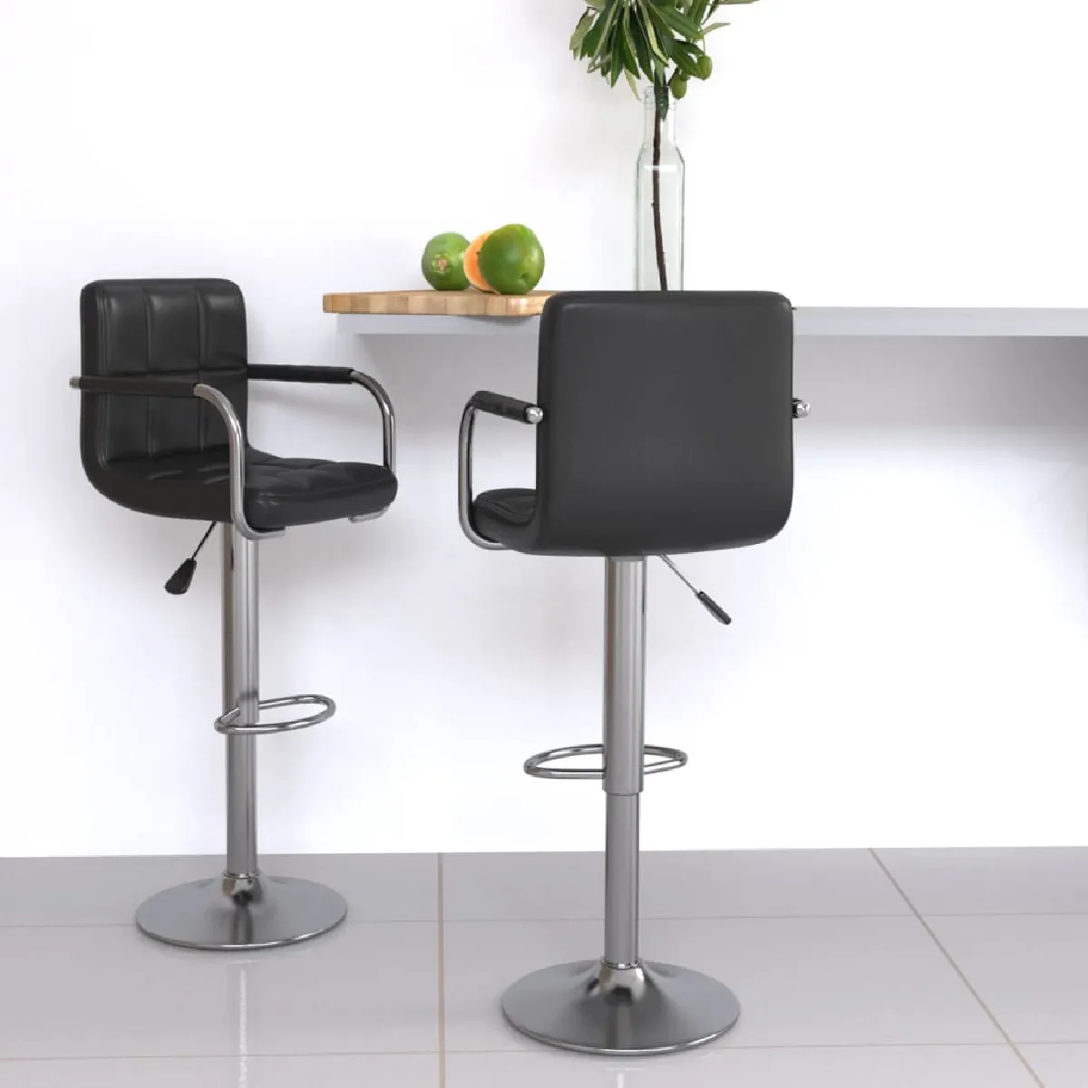 Vidaxl Noir Tabourets De Bar Lot De 2 Similicuir - Image 2