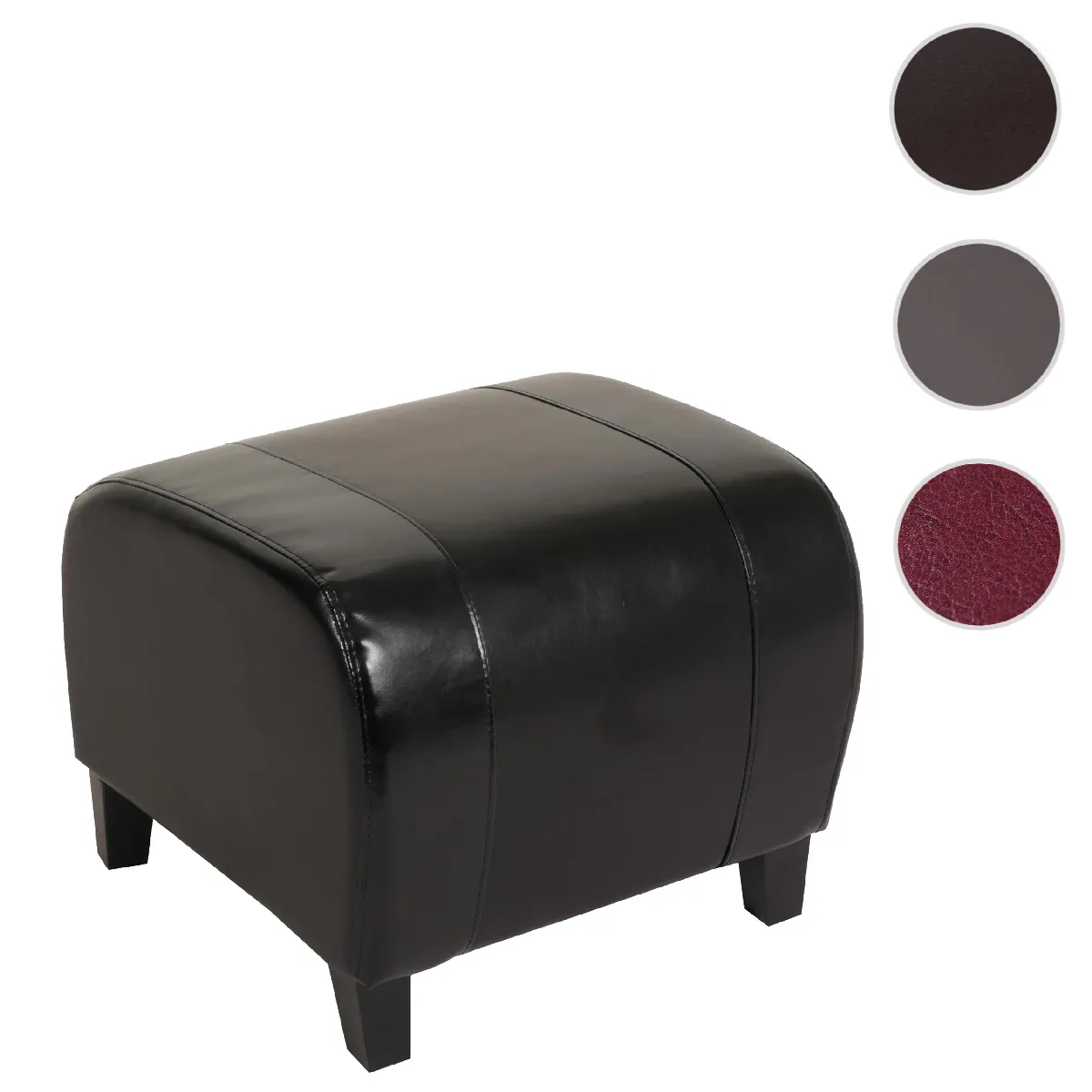 Mendler Noir Pouf Carré En Cuir