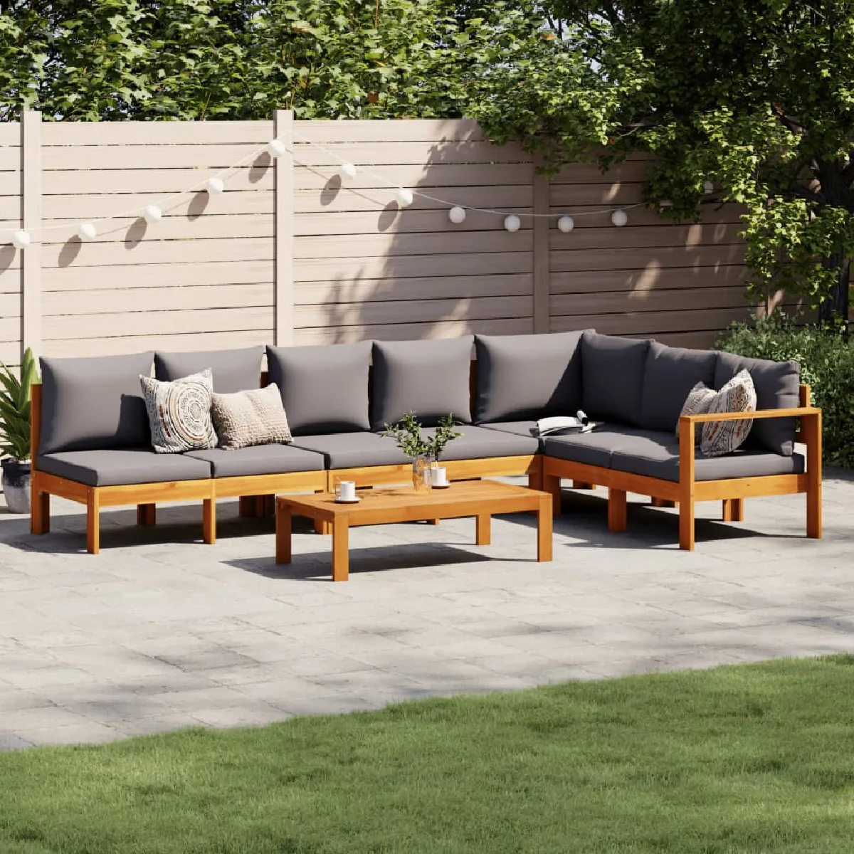 vidaXL Salon de jardin 5 pcs Bois d'acacia solide - vue 2