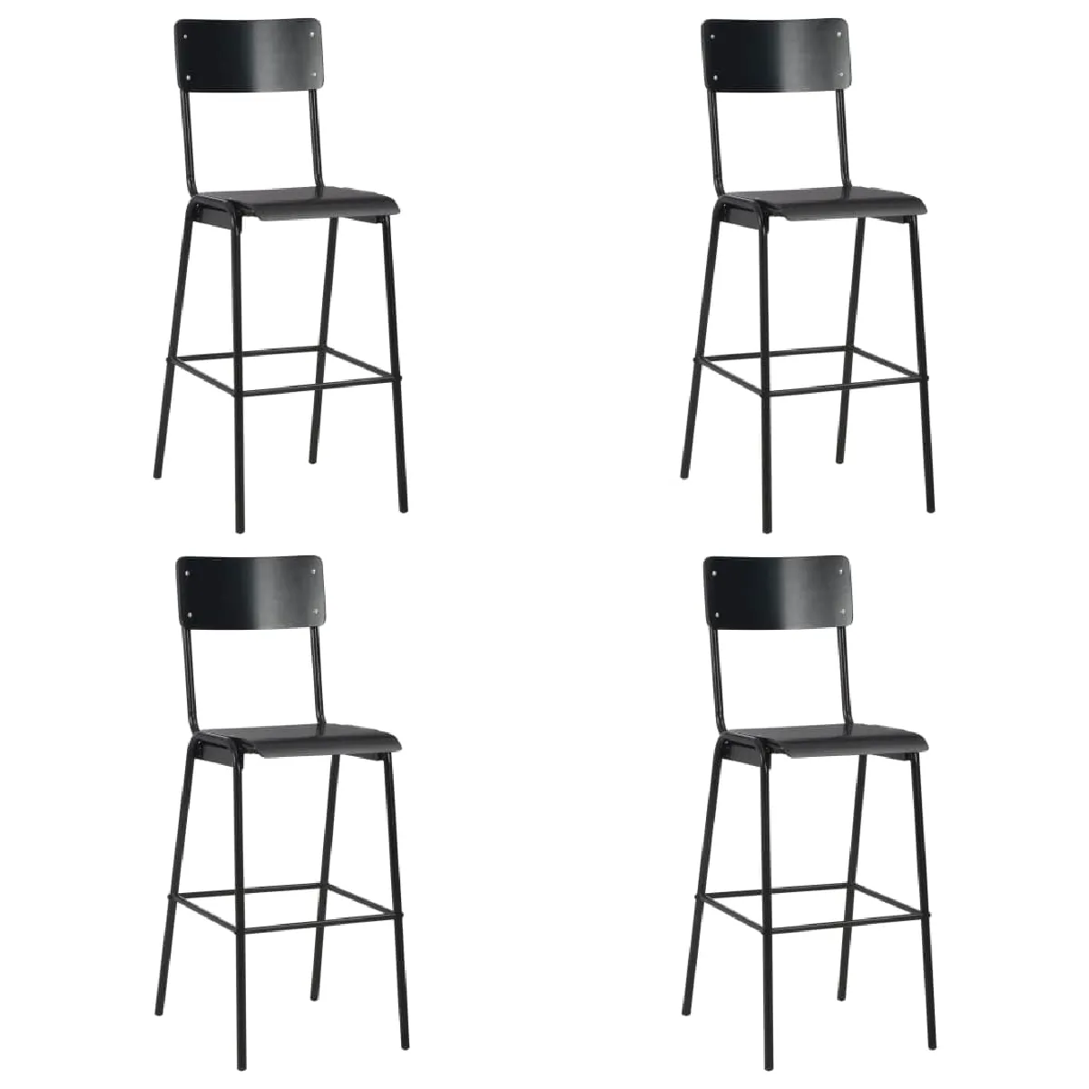 VIDAXL Chaises Bar Lot de 4 Noir