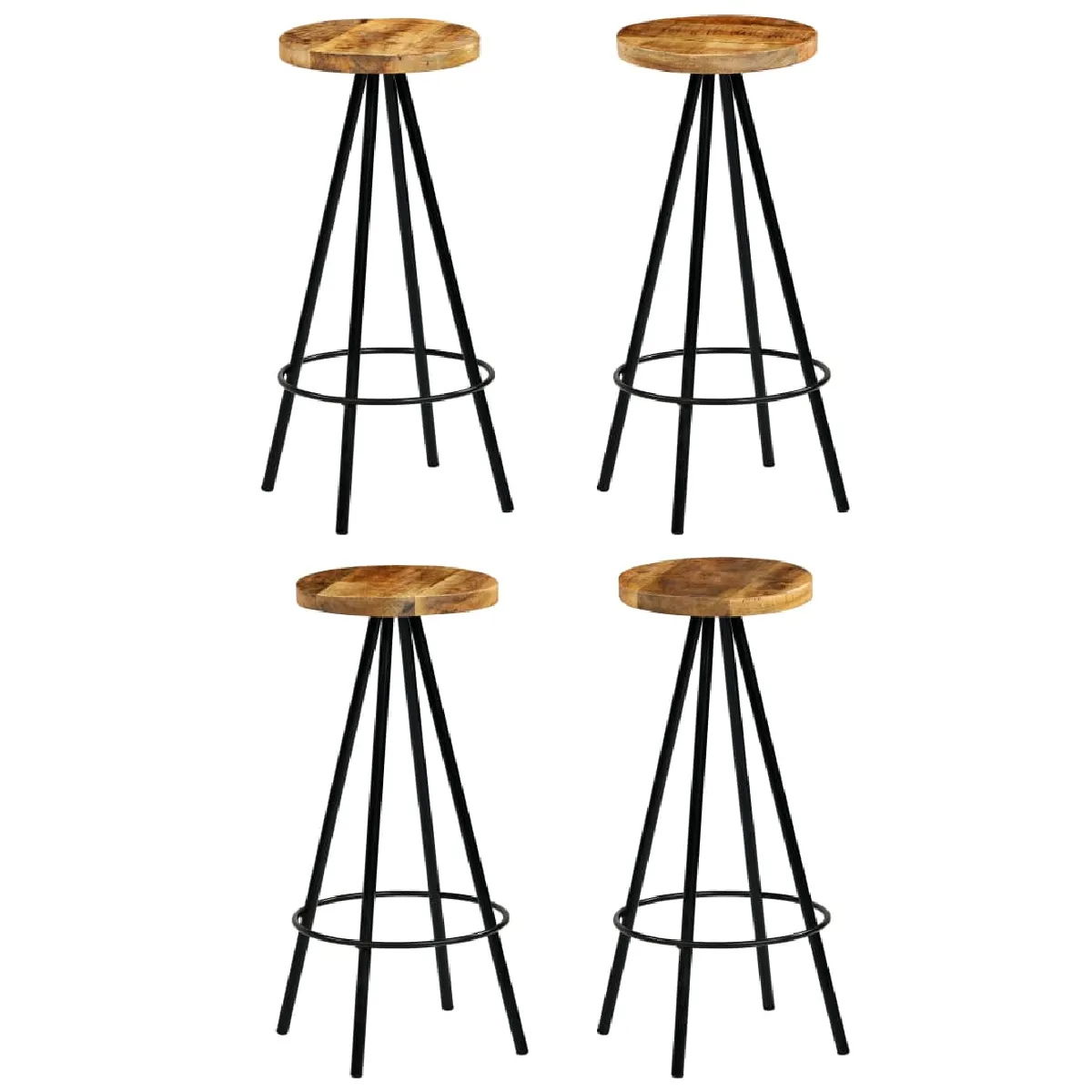 VidaXL Chaises de bar bois de manguier (lot de 4)