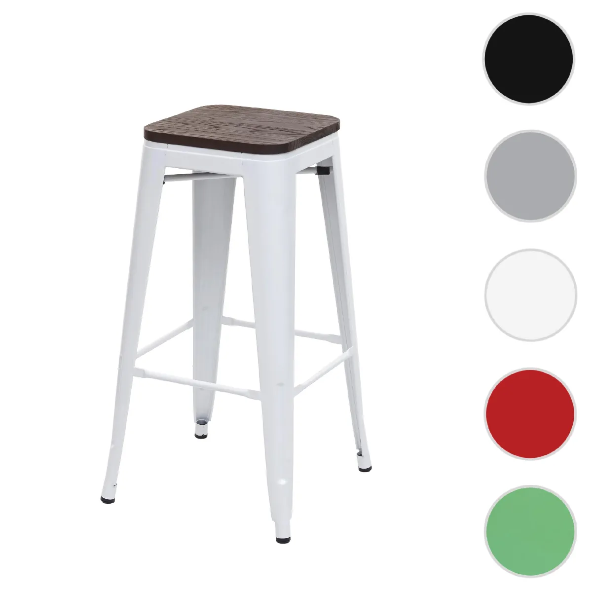 Mendler Blanc Tabouret De Bar En Bois