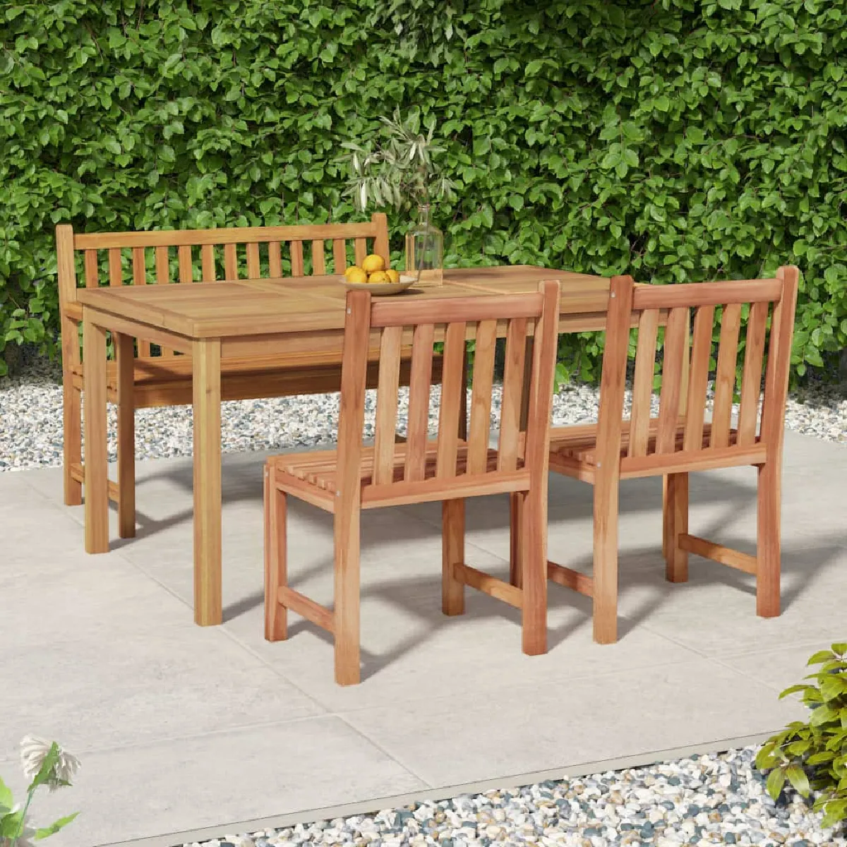 vidaXL Ensemble à manger de jardin 4 pcs Bois de teck massif - vue 2
