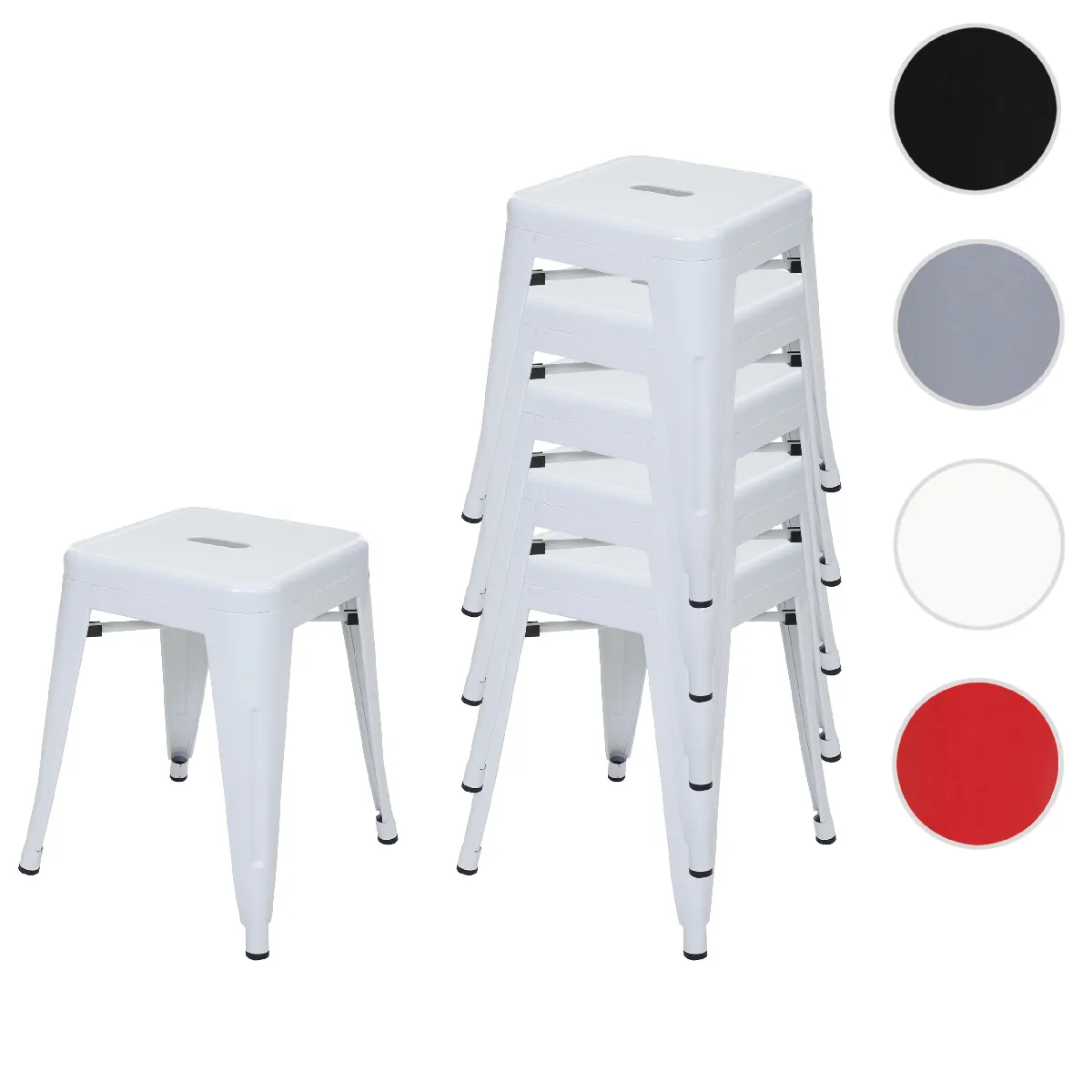Mendler Blanc Lot De 6 Tabourets Métal