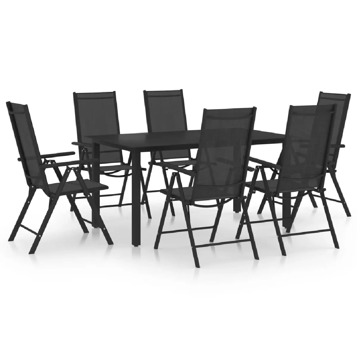 vidaXL Ensemble de Salle à Manger de Jardin 7 pcs Mobilier à Dîner de Terrasse Salon de Jardin Table et Chaises de Repas de 3060259 - vue 6