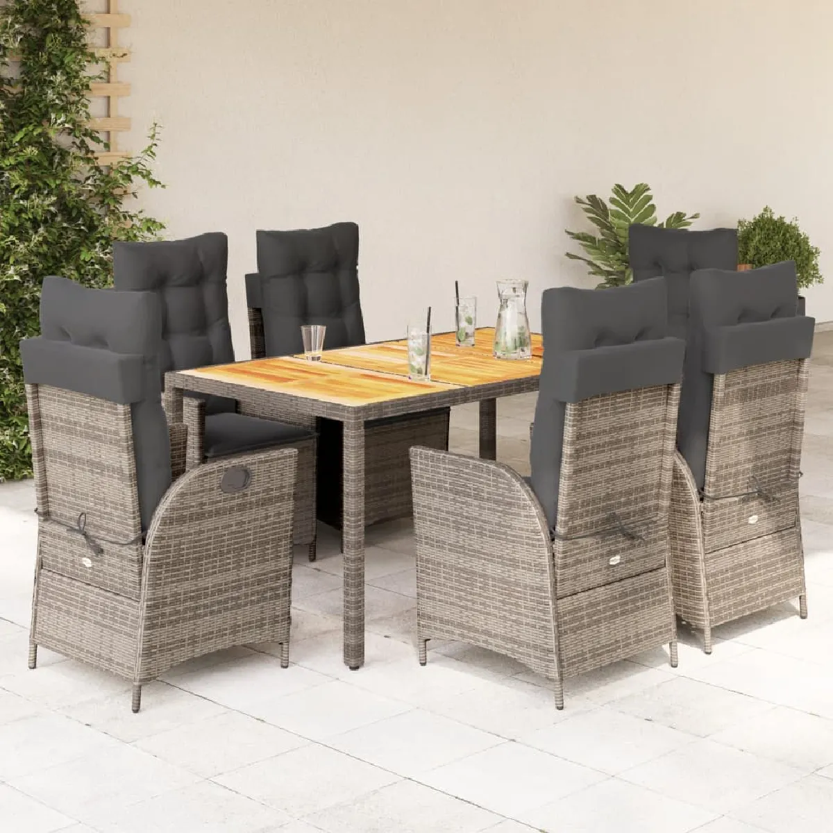 VidaXL Ensemble à manger jardin 7 pcs rotin - vue 8