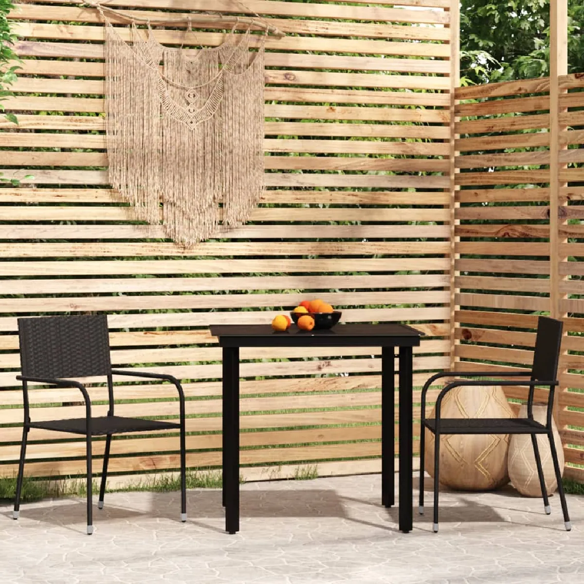Vidaxl Noir Ensemble À Manger 3 Pcs
