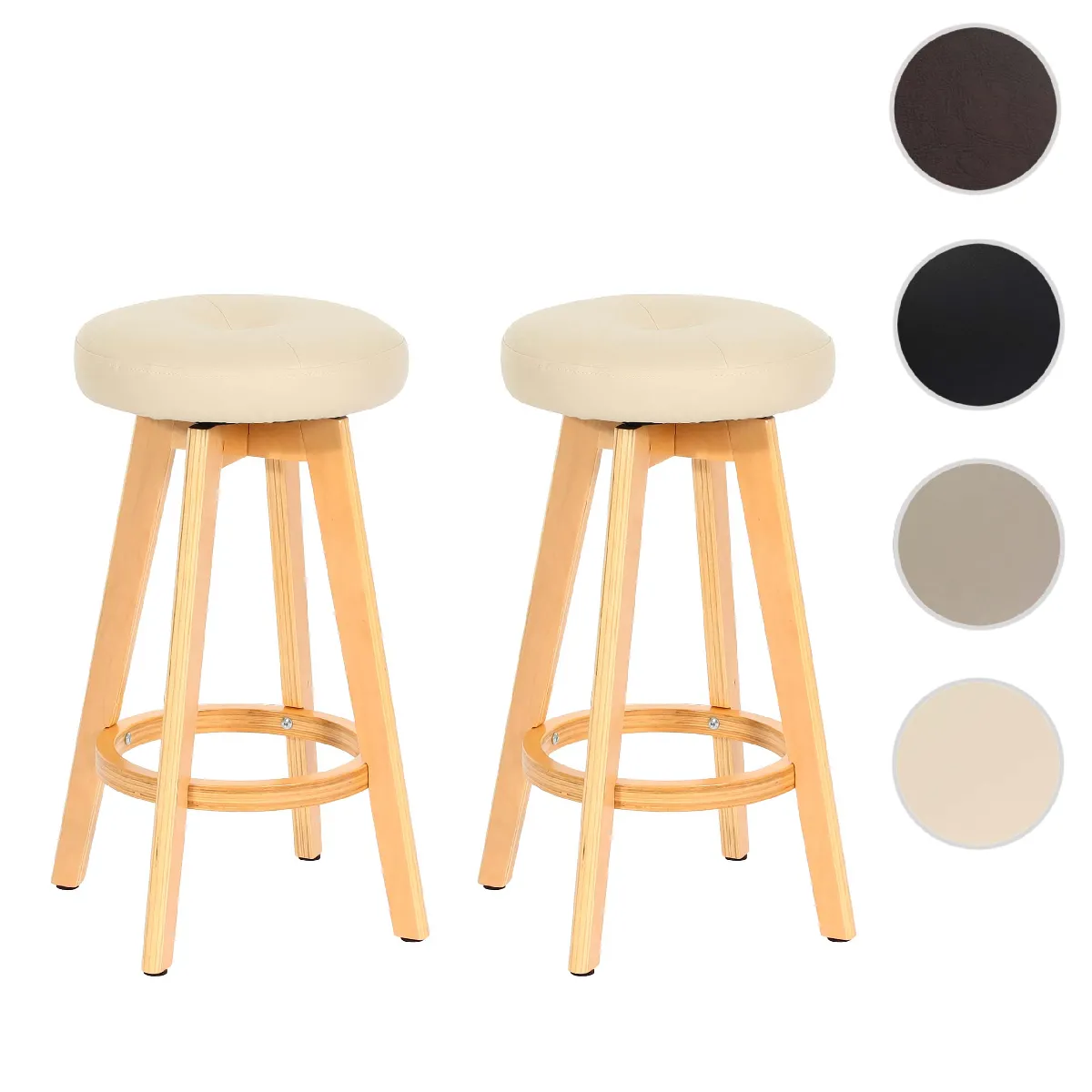 Mendler Lot De 2 Tabourets De Bar - Crème
