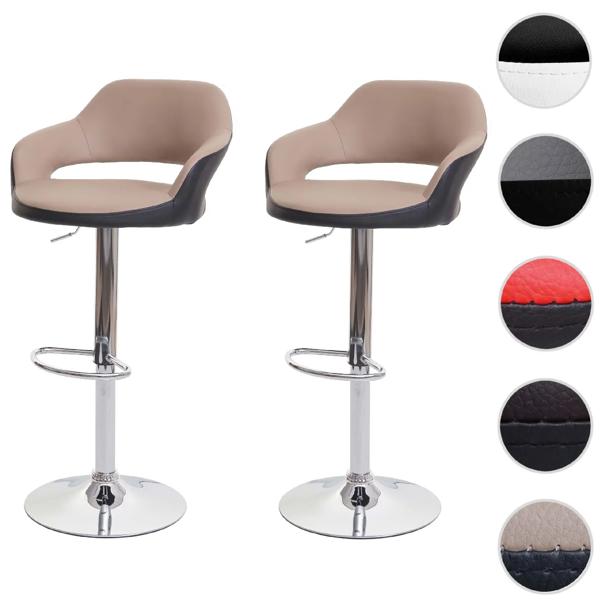 Mendler Lot de 2 tabourets de bar pivotants - Taupe Mendler Lot de 2 tabourets de bar pivotants - Taupe