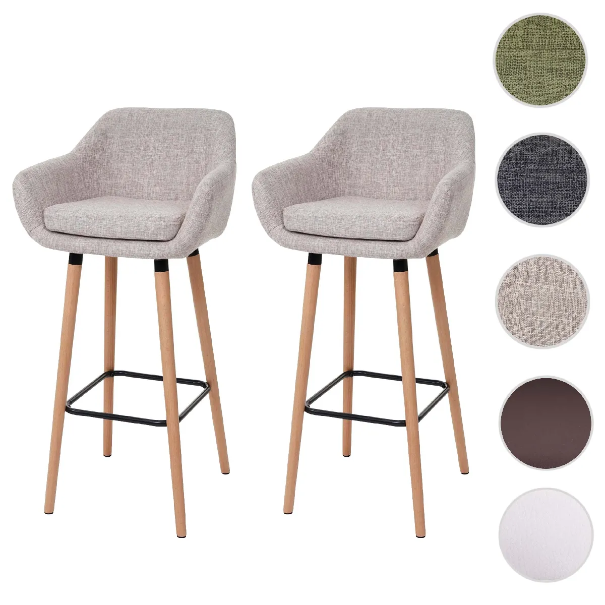 Mendler Gris Lot De 2 Tabourets De Bar