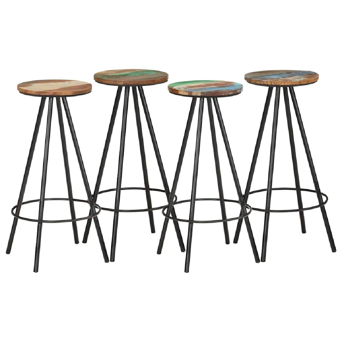 vidaXL Tabourets de Bar Bois Massif de Récupération Lot de 4