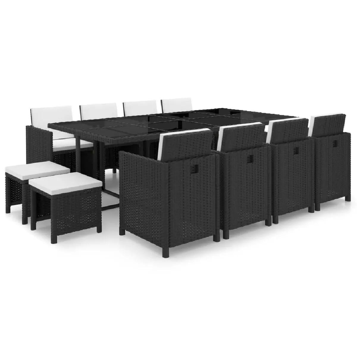 vidaXL Salon de jardin encastrable 13pcs et coussin Rotin naturel - vue 2